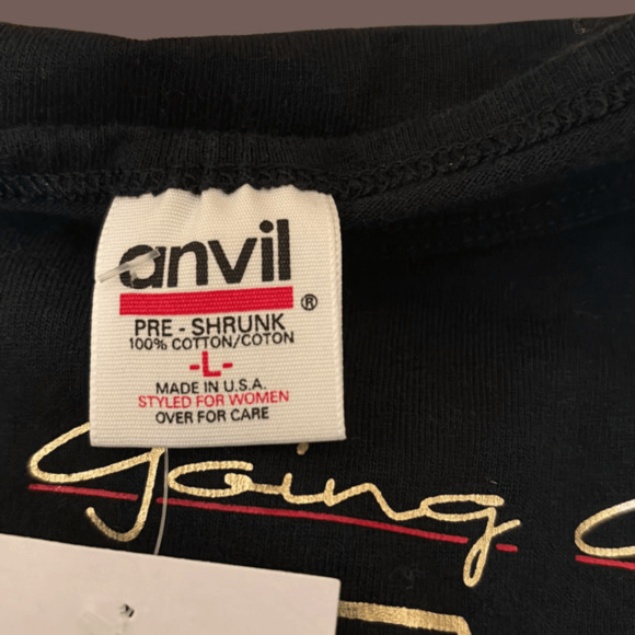 Anvil Wine Graphic Tee | Black Cotton | Size L | Vintage 90s - Picture 5 of 5